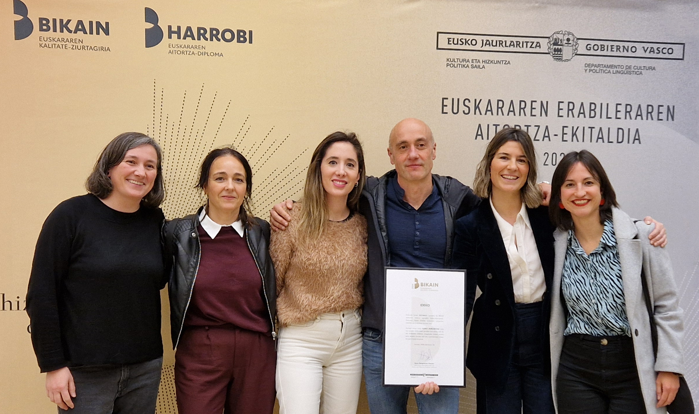 IDEKO achieves the BIKAIN Certificate and strengthens its leadership in the standardization of the Basque Language